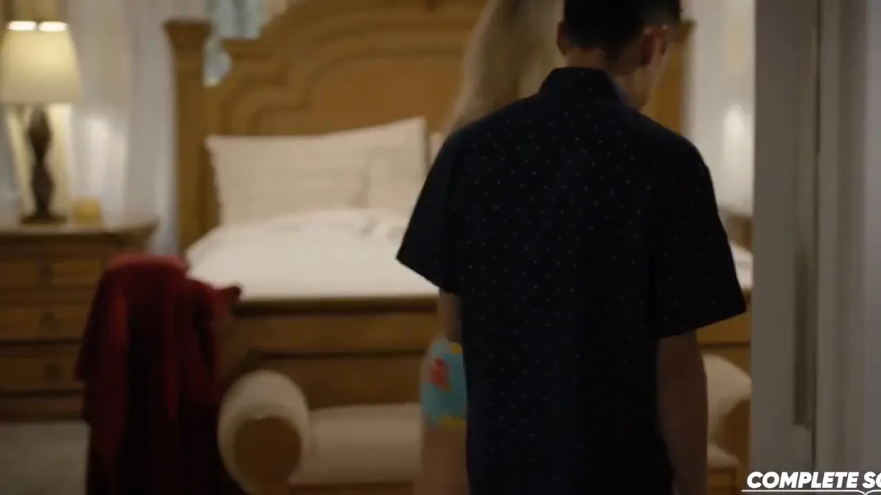 Blonde MILF seduces her innocent stepson Juan El Caballo Loco into sucking his big dick