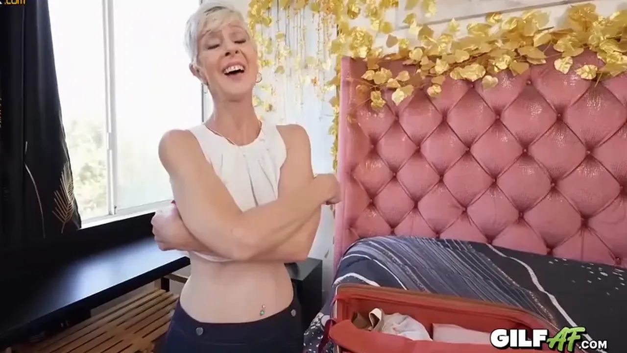 Stepgrandpa fucks his horny stepgrandma's big fake tits and pussy