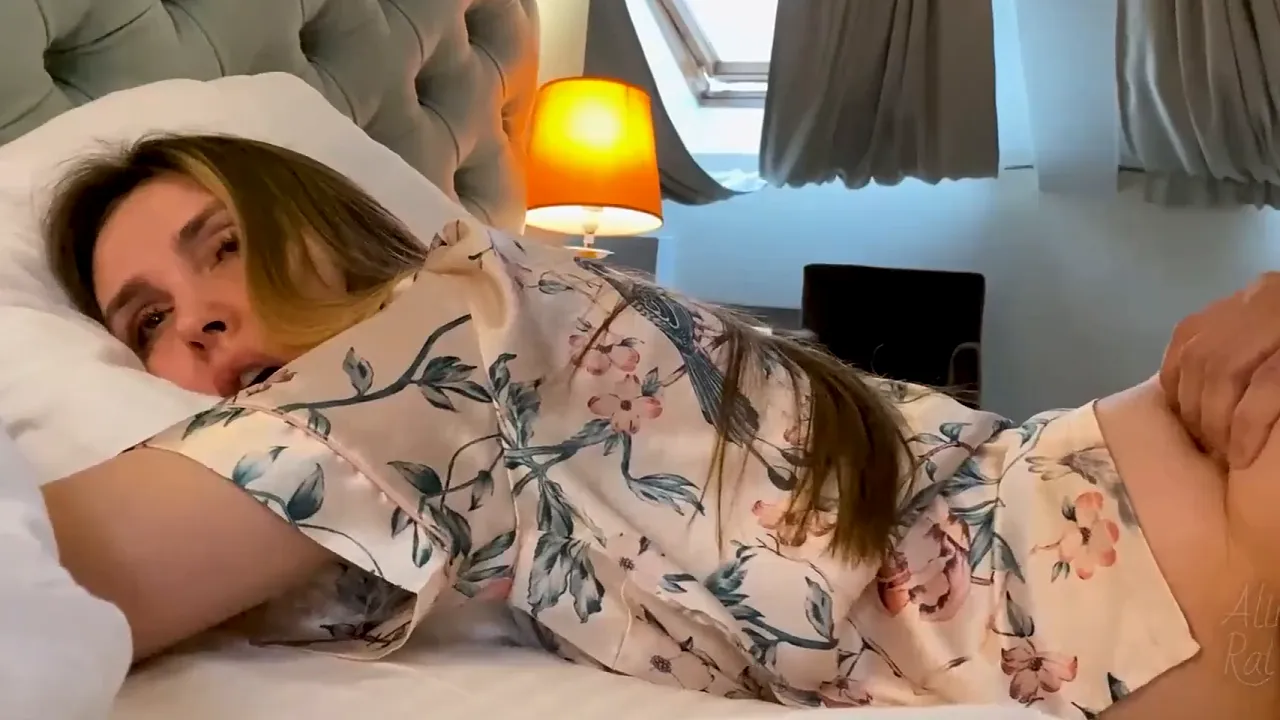 Russian stepmom rubs her clit while her stepson films it from behind