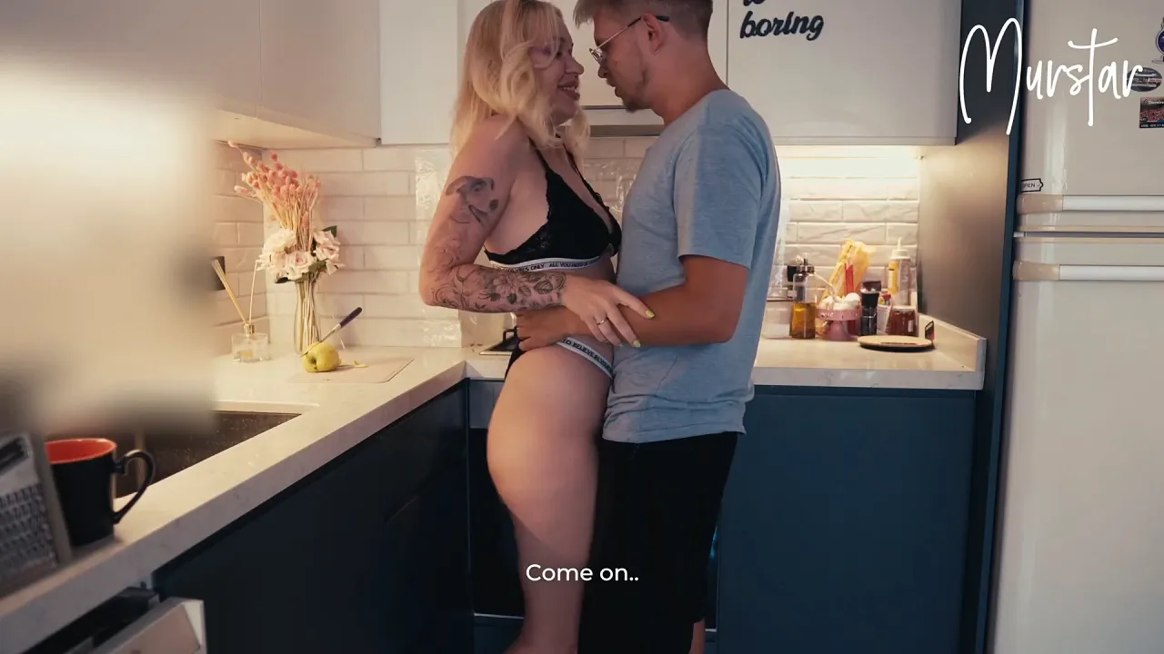 MILF stepmom gets fucked by her stepson in the kitchen