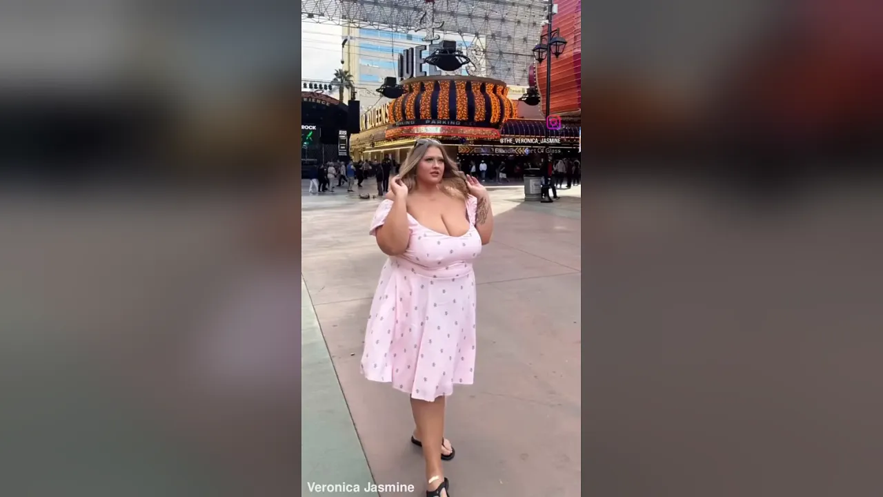 BBW plus size model in sundress strips and has sex