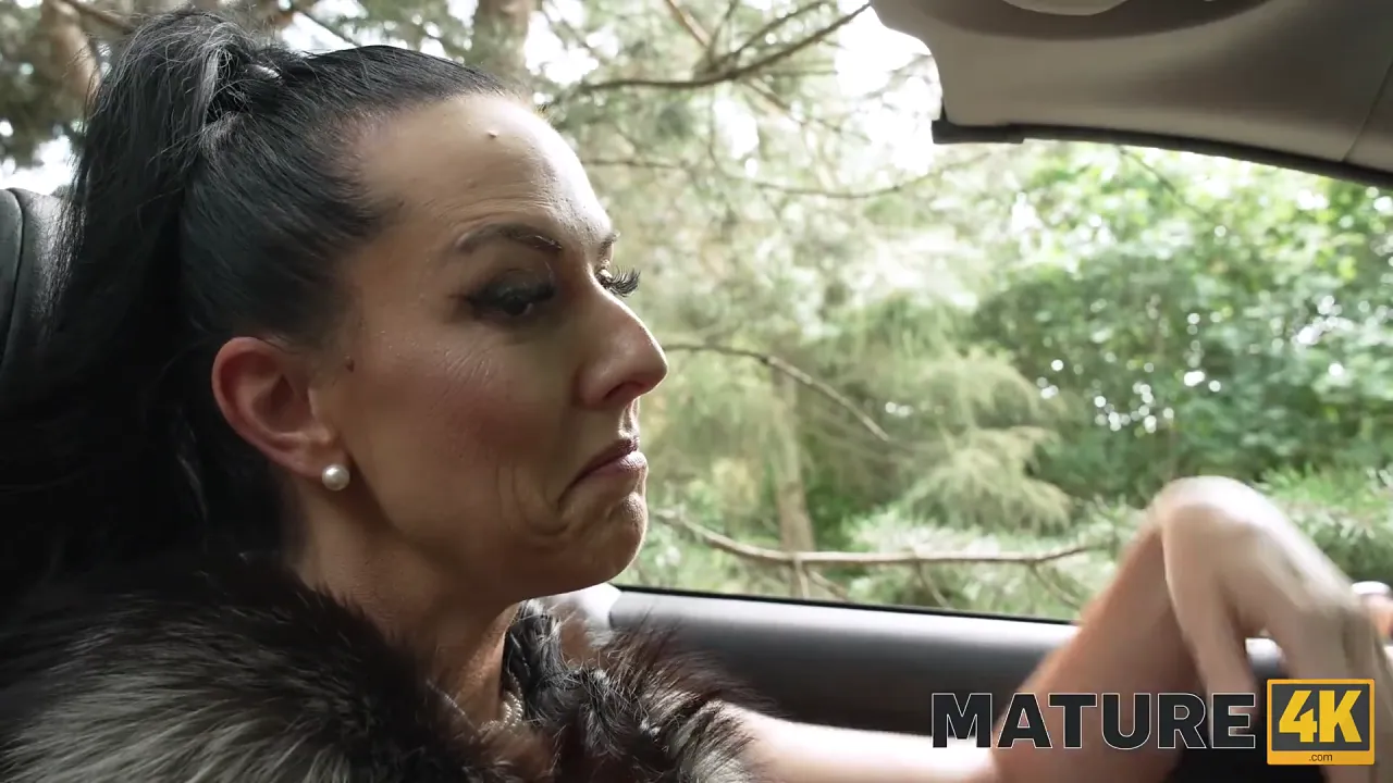 Mature Texas Patti rides a stranger deep in the woods after her car breaks down