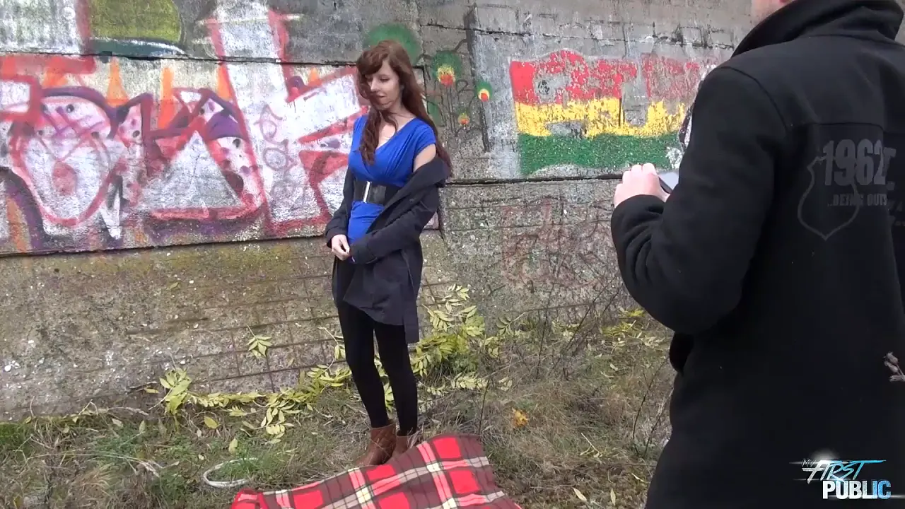 Young brunette teacher gets a wild public blowjob and fuck outside