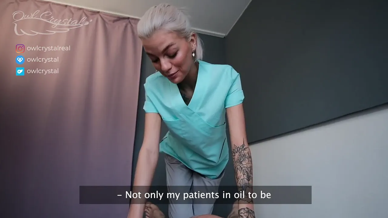 Blonde nurse gives deepthroat POV blowjob and hand job