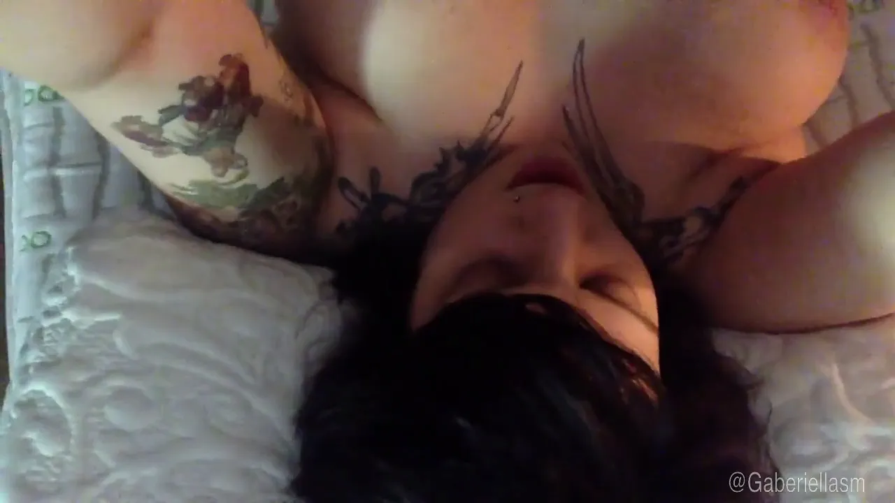 BBW Gaberiella Monroe uses a pleasure device synced to music in POV