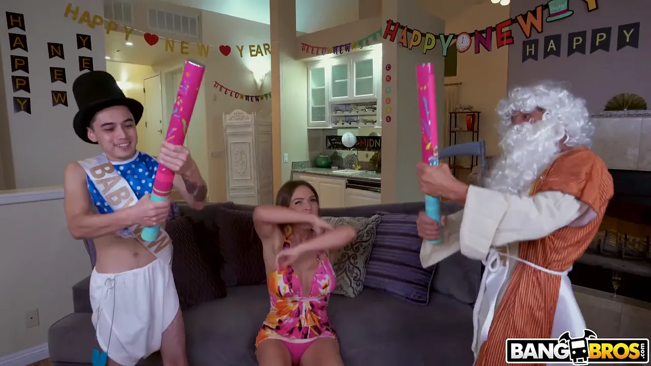 Krissy Lynn's big-titted stepmom blows two cocks during her birthday threesome