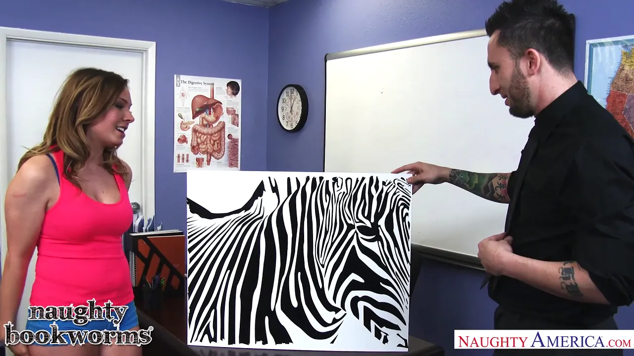 Tiff Bannister fucks her art teacher in reverse cowgirl