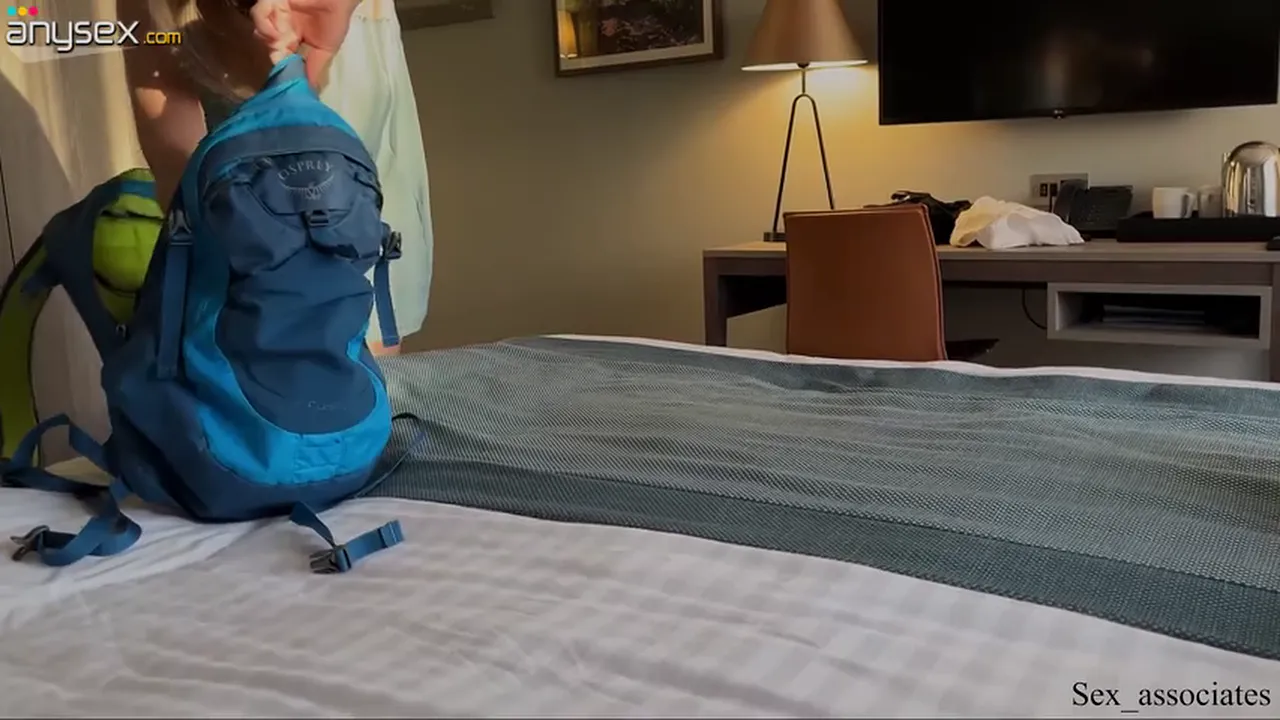 Stepson films his anal-loving blonde MILF stepmom having sex with him in a hotel room