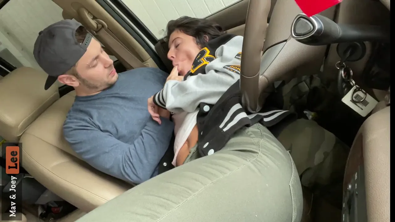 Real couple Joey Lee and Mav have big-titted car sex with fingering and masturbation