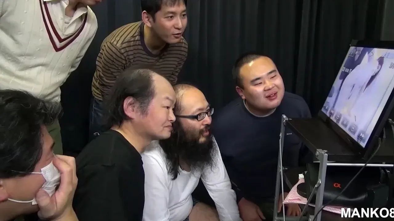 Asian mature woman gets gangbanged by group of old and young men