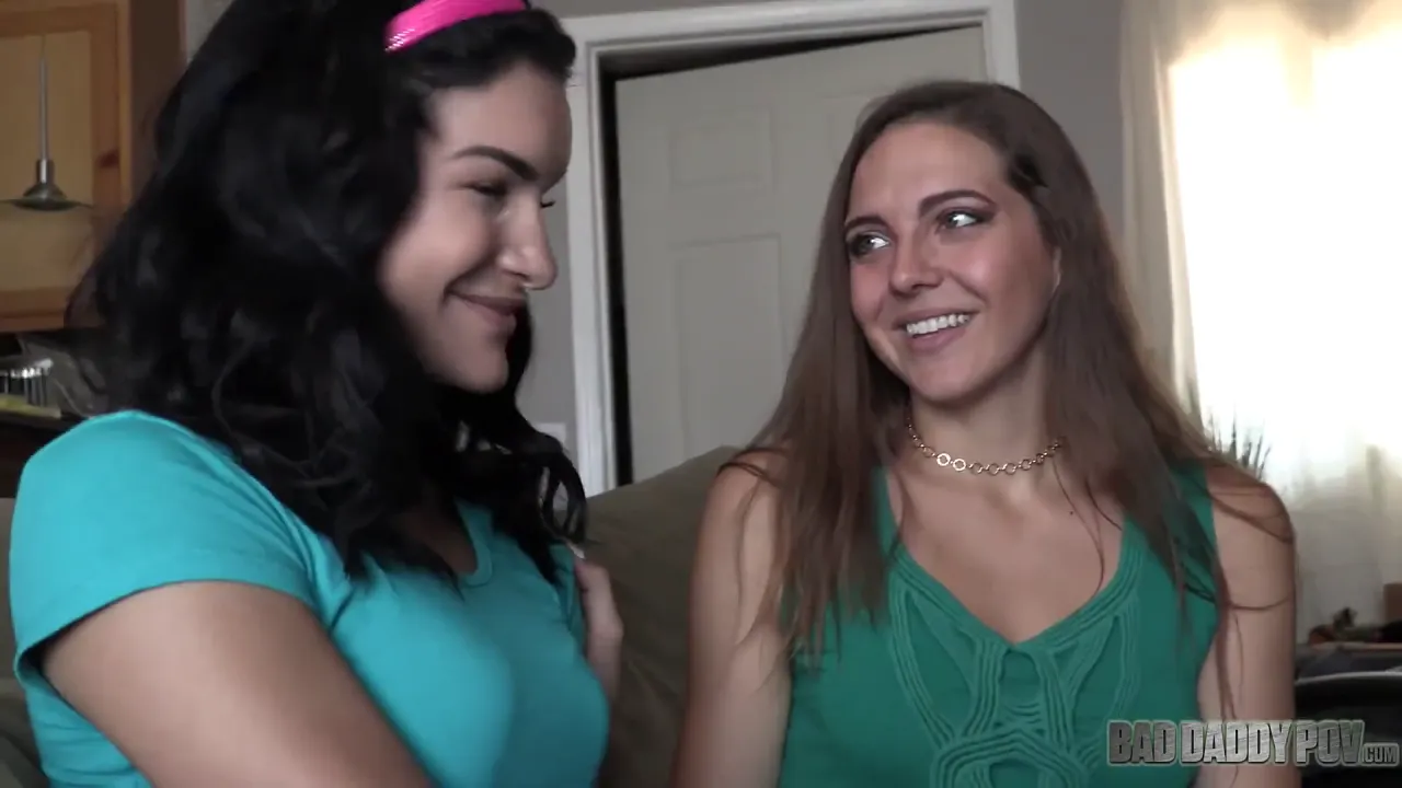 Stepmom and stepdaughter seduce stepdad for threesome
