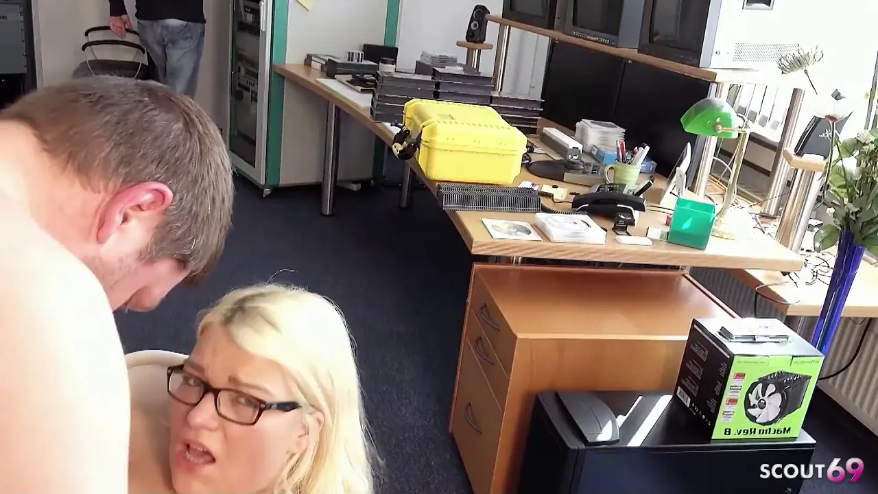 Curvy blonde Mariella Sun has rough sex with a fat old man who has tiny dick at office
