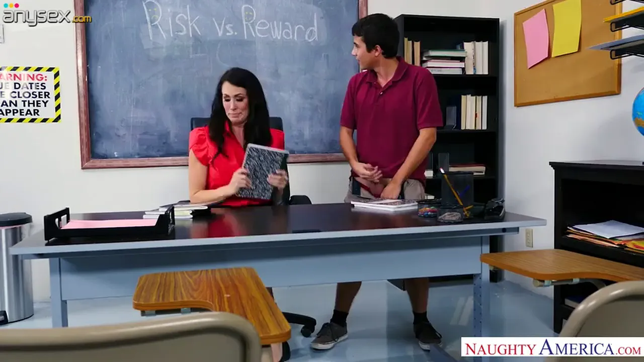 Strict teacher Reagan Foxx fucks her bad student in the classroom