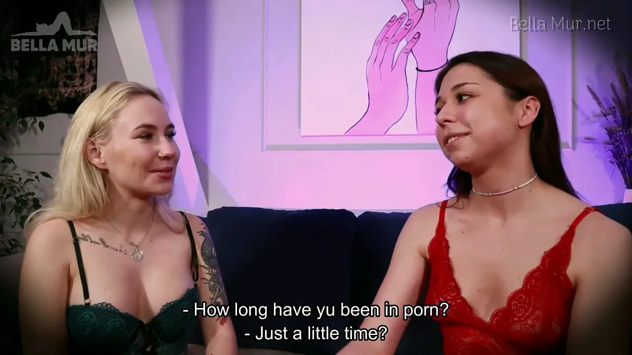 Cute Bella Mur tries lesbian pussy play and scissoring in casting interview