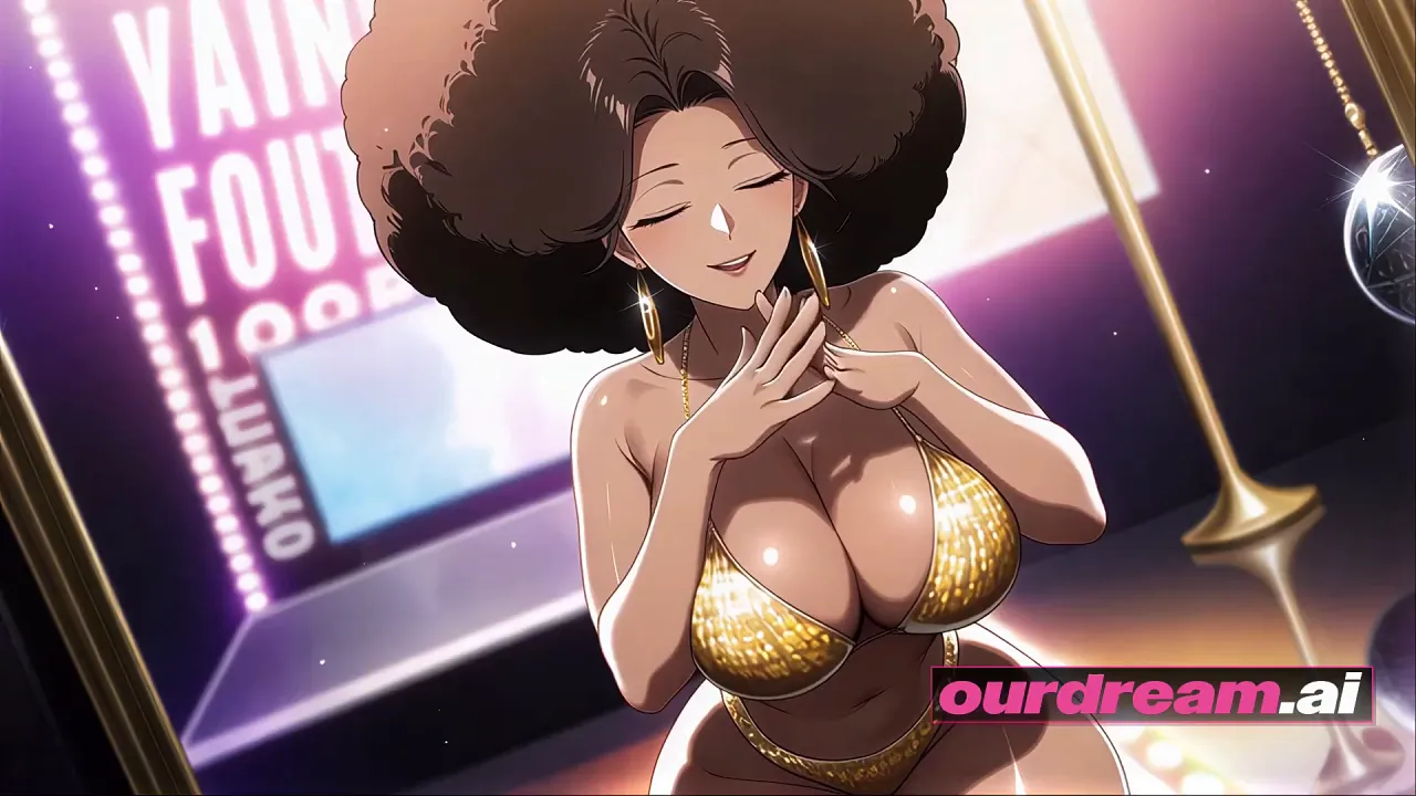 Ebony anime AI babe with big tits in hardcore hentai POV