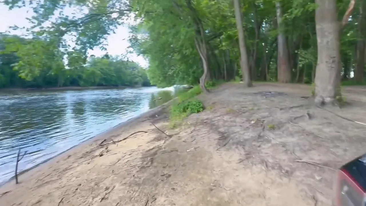 Young black wife gets BBC creampie in public near the lake