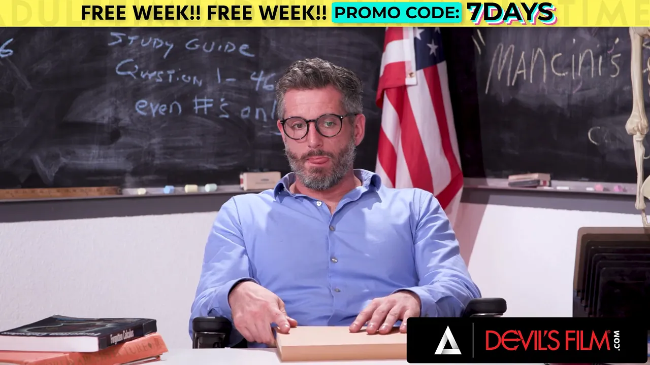 Brunette babe Katie Kush seduces her teacher Mike Mancini to fuck her hard in class