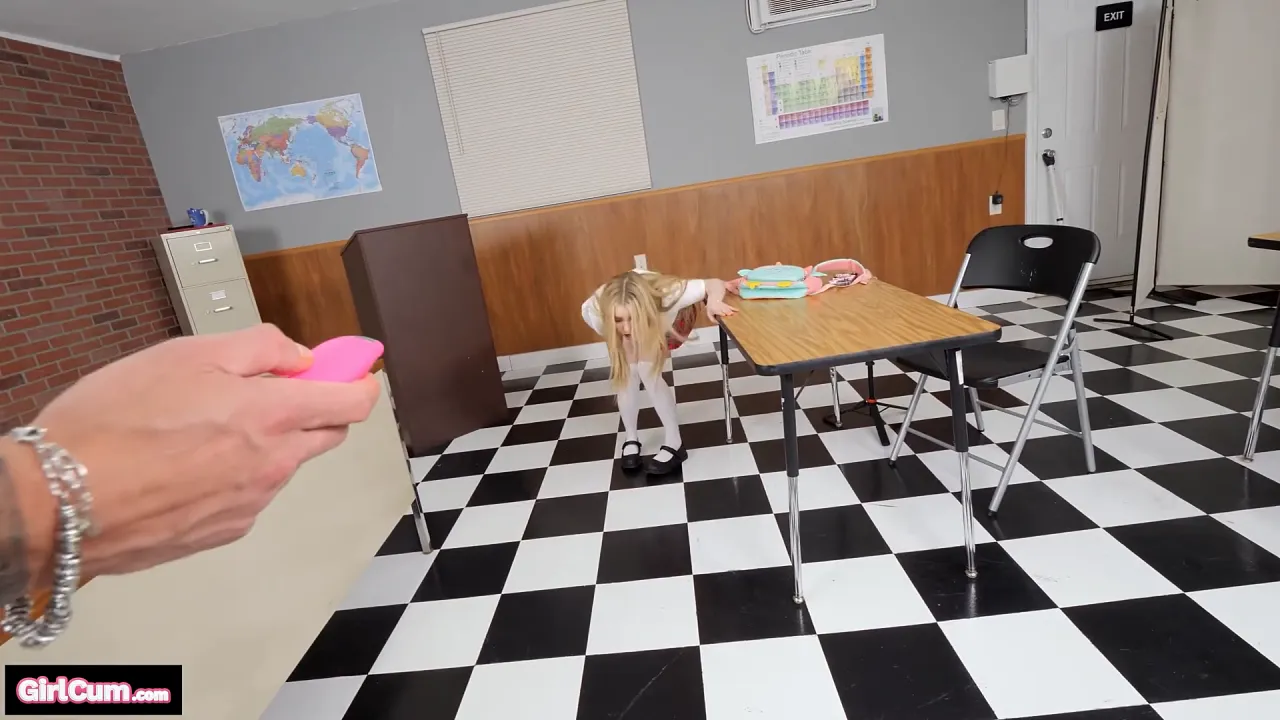 Petite blonde Haley Spades plays with her pussy during detention and gets a facial