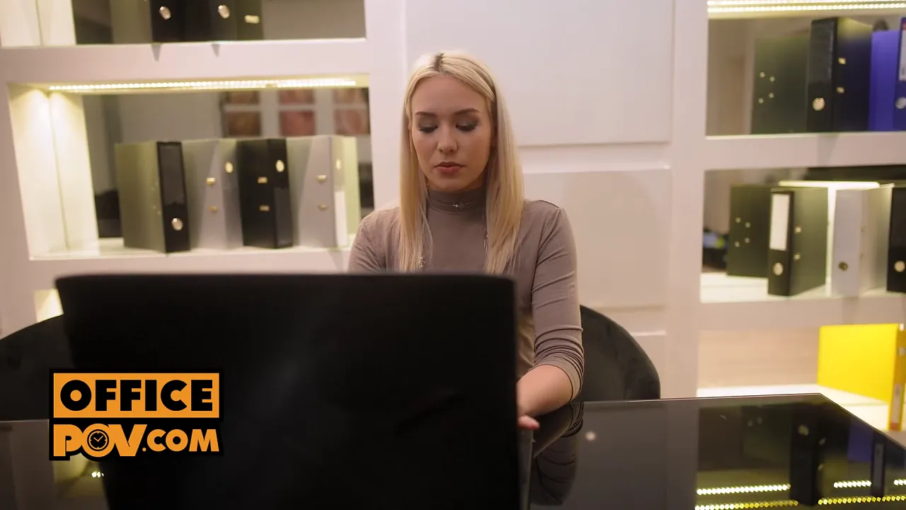 Barbie Brill rides a big cock on an office chair in public