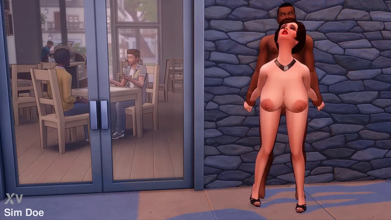Curvy MILF strips and has interracial sex in a 3D video