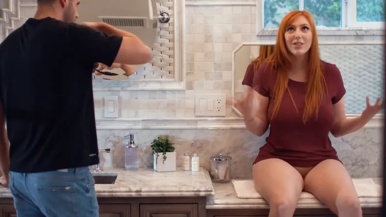 Red-haired mom gone crazy and seduced her stepson while her husband was at work