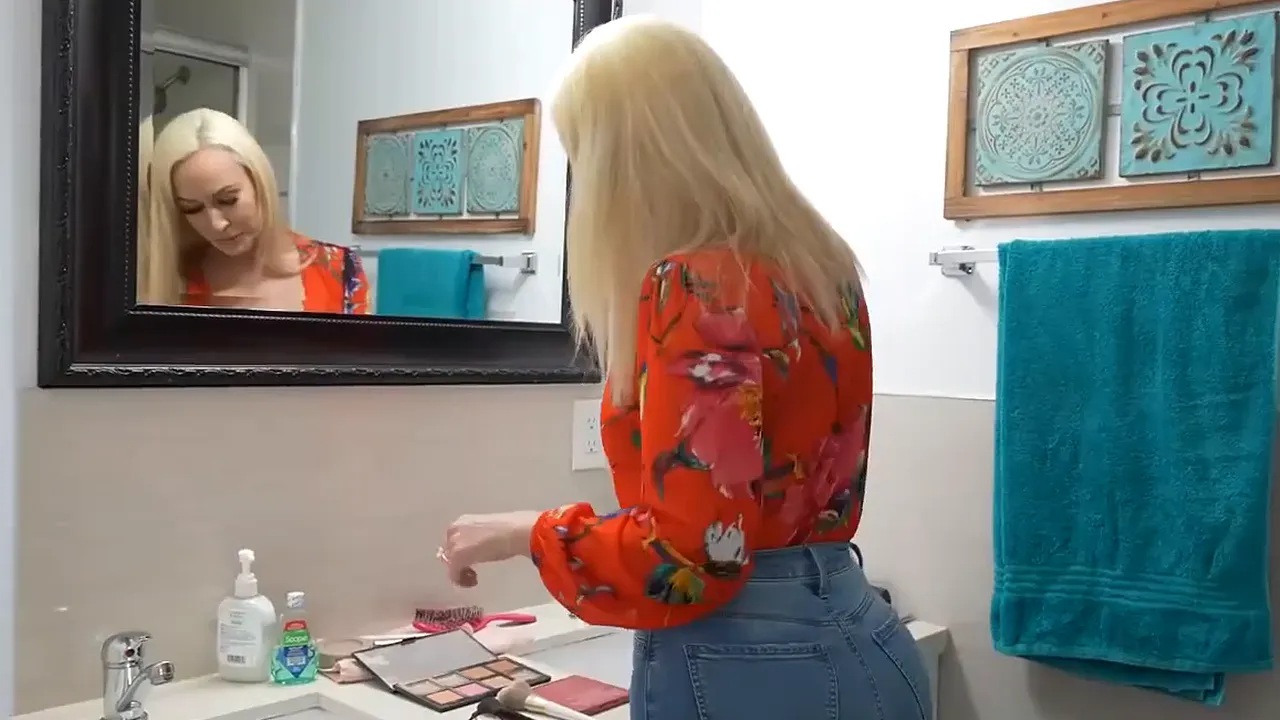 Stepson proves his love for busty blonde MILF with deepthroat and hard missionary sex