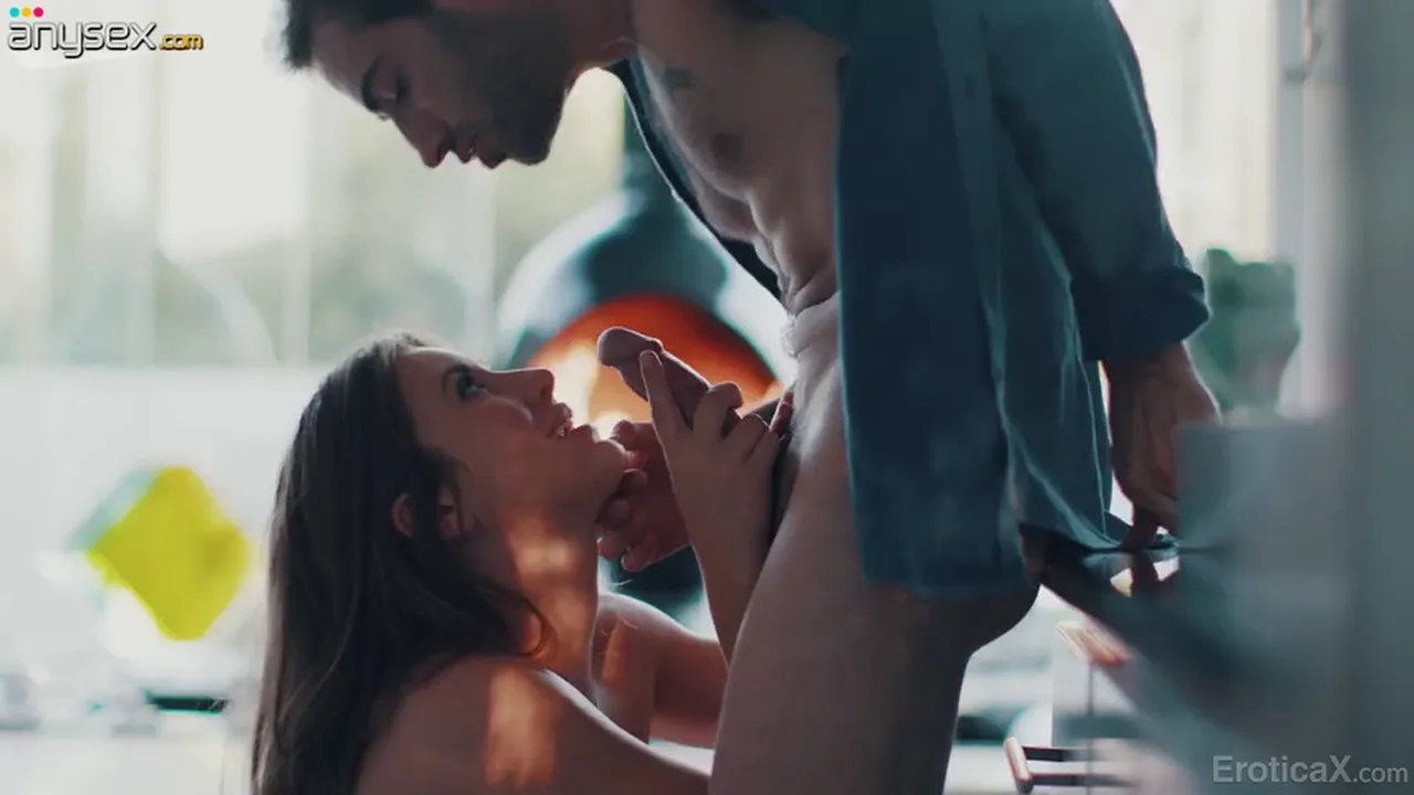 Brunette Paige Owens strips for hardcore sex by the fireplace with her admirer