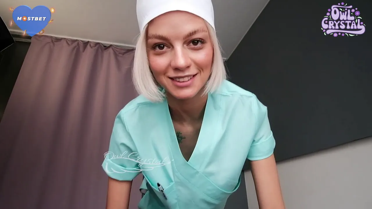 Owl Crystal, the blonde nurse with big natural tits, parties and has a cumshot compilation