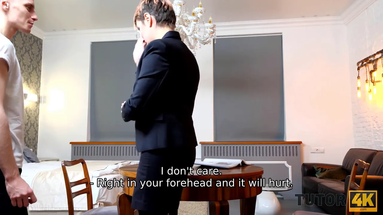 Tutor4k Prankster hides glasses before fucking his mature Russian tutor in missionary