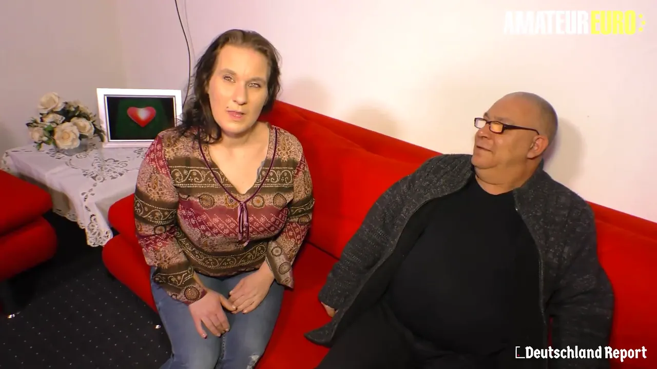 Mature BBW brunette gets a lucky blowjob and fuck from an old man in reality video