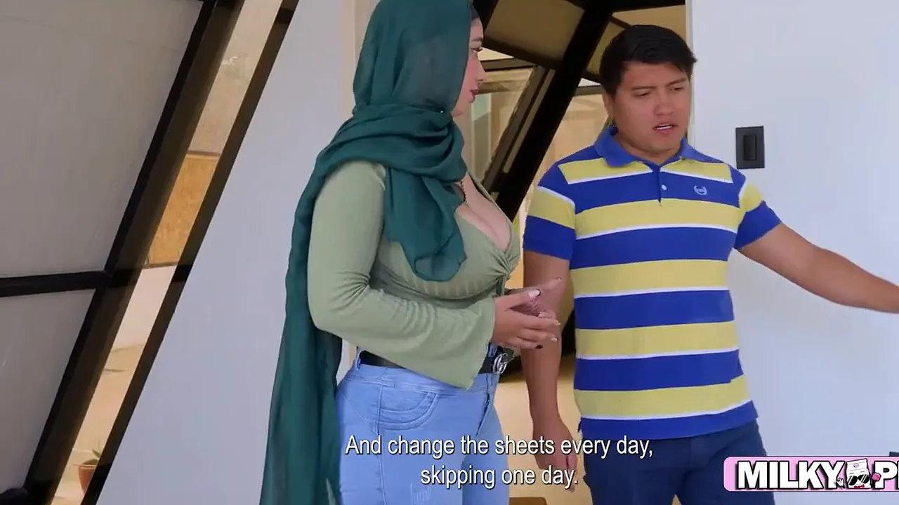 Arab maid Nicki Power pleases two employers with her big tits and ass