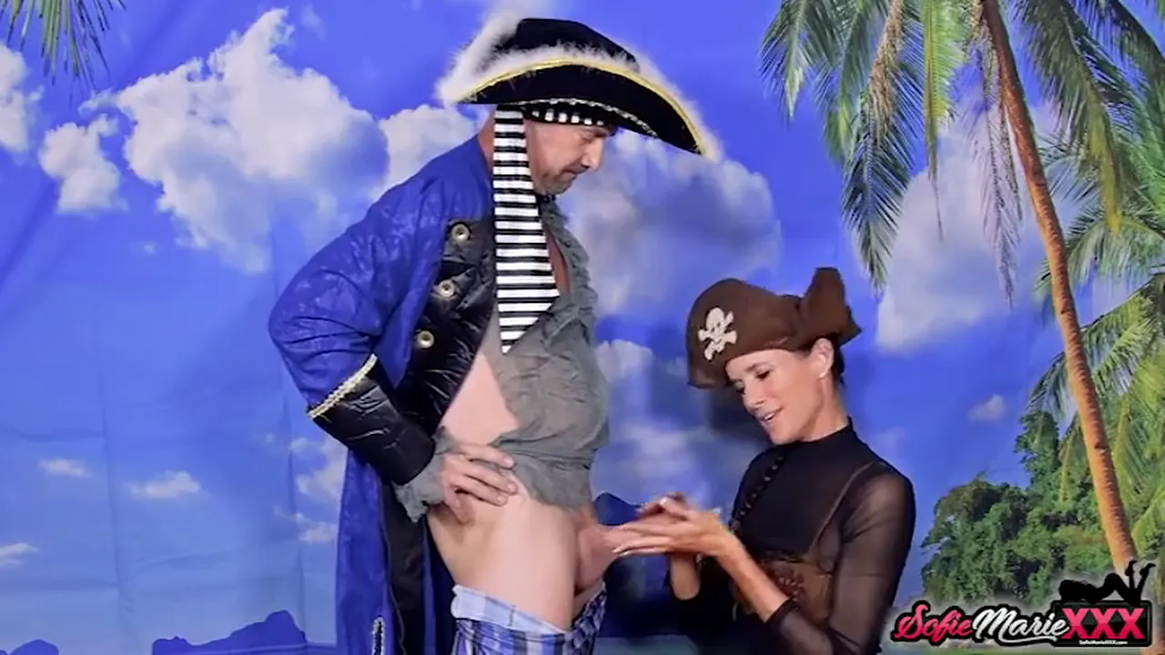 Brunette MILF sofie marie blows captain's big cock