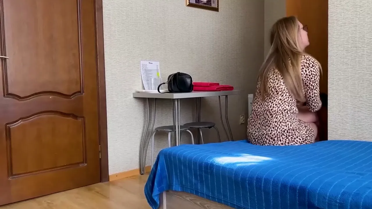 Slutty Russian stepmom cheats on her husband with her stepson in a hotel, then sucks and