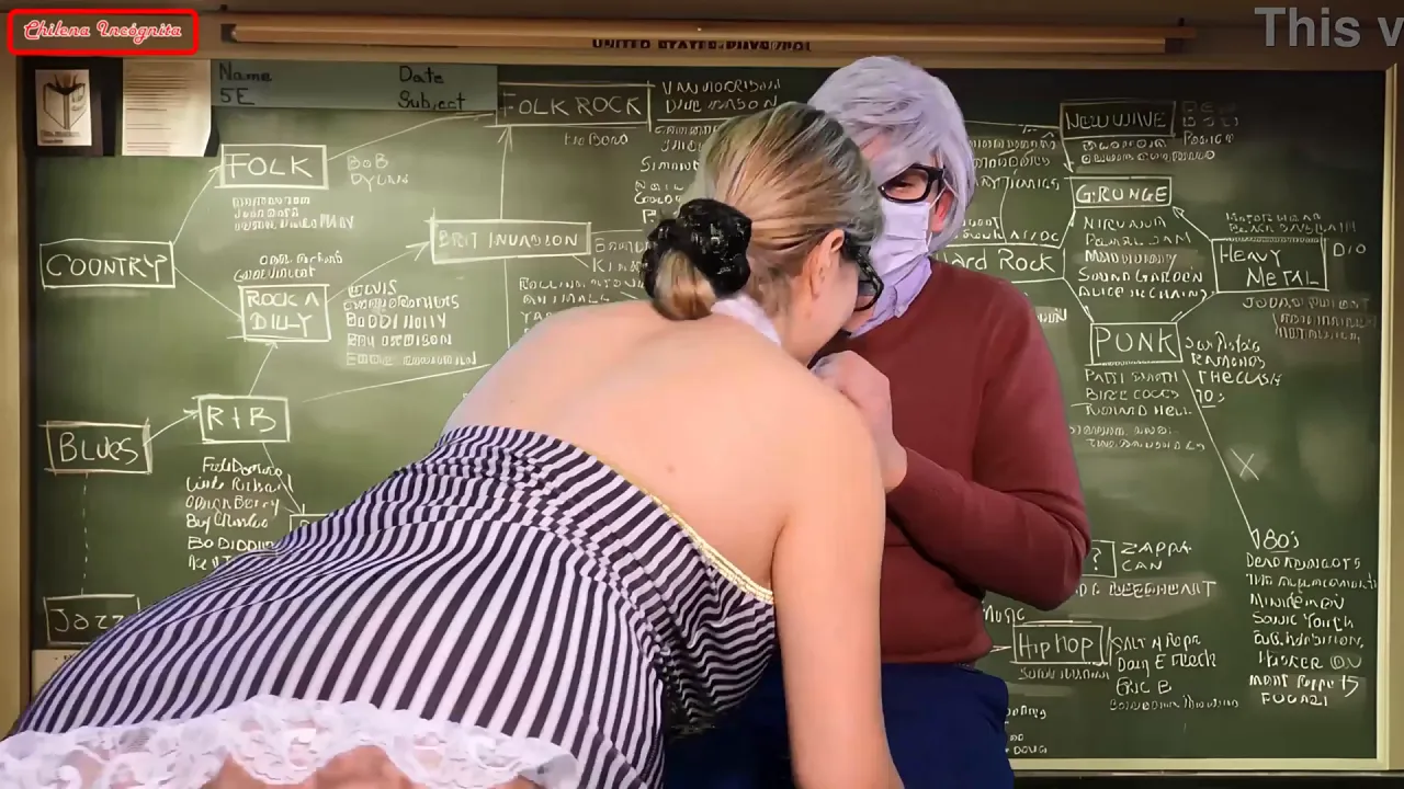 Blonde teacher gets fucked by student in classroom cosplay roleplay