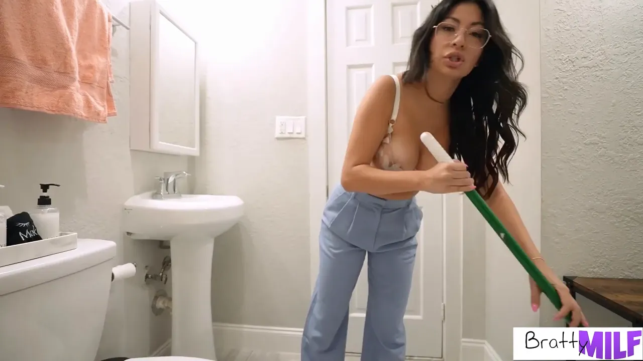 MILF stepmom gives POV blowjob and handjob to her stepson