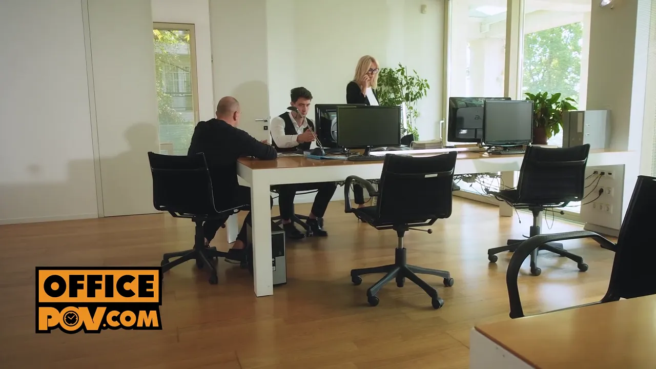 Redheaded police officer Audrey Reid blows a cop and has sex with him in the station