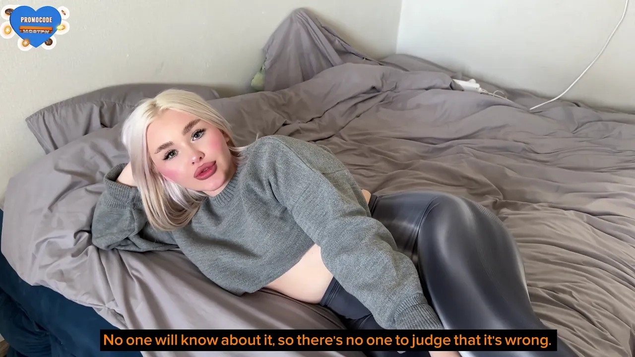 Blondessa's stepson watches her big ass and petite body as she sucks his cock in POV