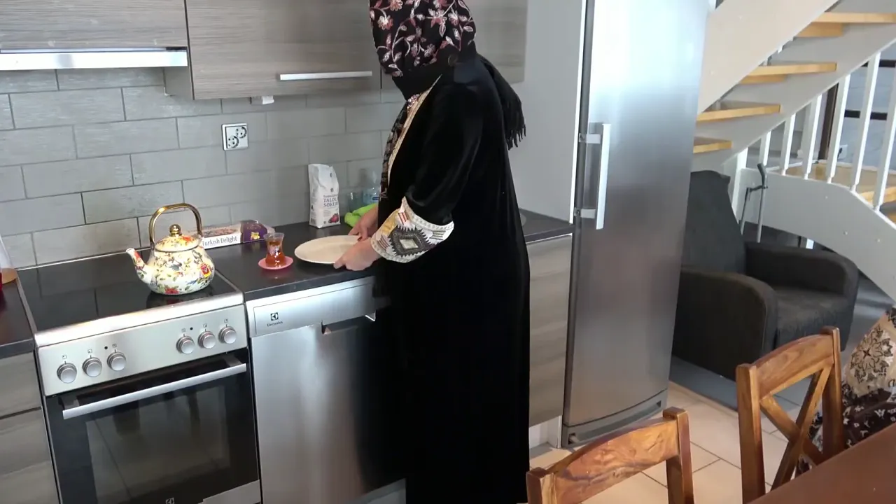 Stepson takes advantage of his horny Arabian stepmom's big tits and ass