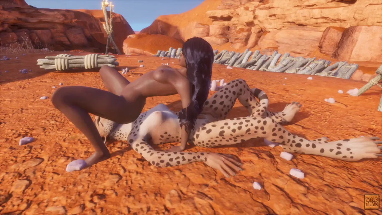 Ebony furry girl Maya scissors and licks another girl's pussy