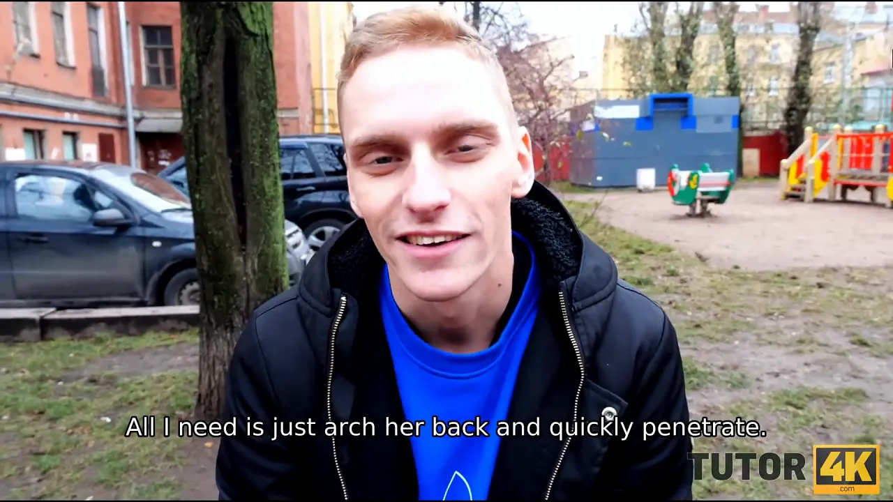Russian mature blonde teacher gets bullied by a stud, spreads legs and gives him a blowjob