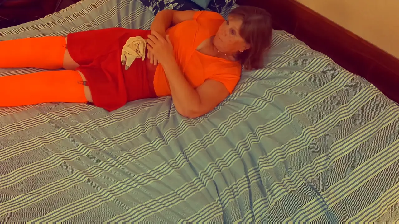 BBW granny Velma Dinkley deep throats and swallows her grandson's cock