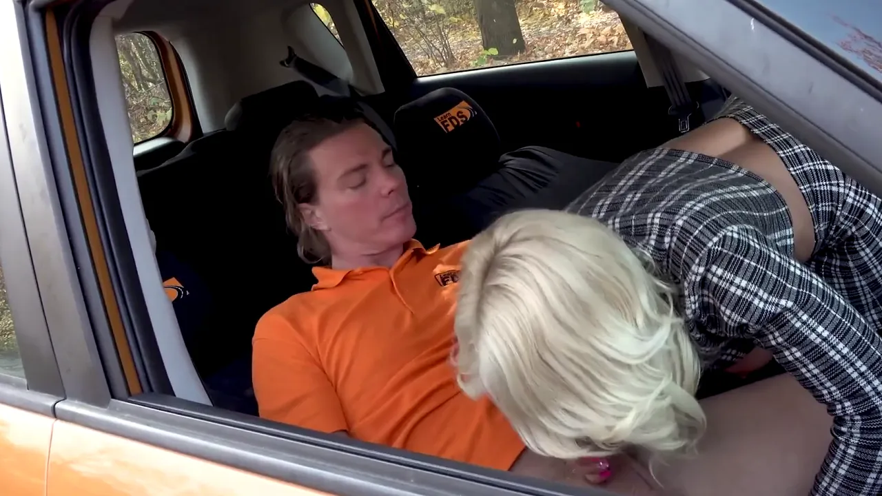 Blonde MILF enjoys driving instructors dick in her mouth! She loves sex with teenie guys