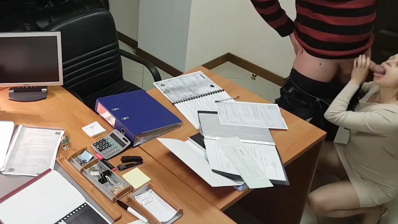MILF secretary gets fucked doggystyle on her boss's desk