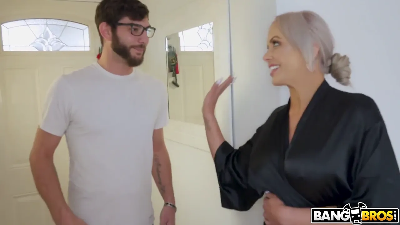 Pervert catches MILF stepmom getting fucked in the bathroom