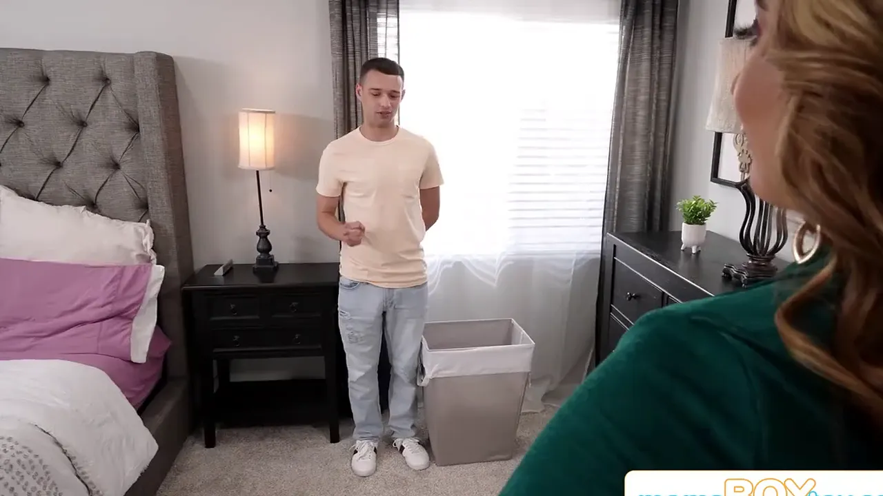Busty stepmom seduces her stepson into hot sex with big dick and big tits