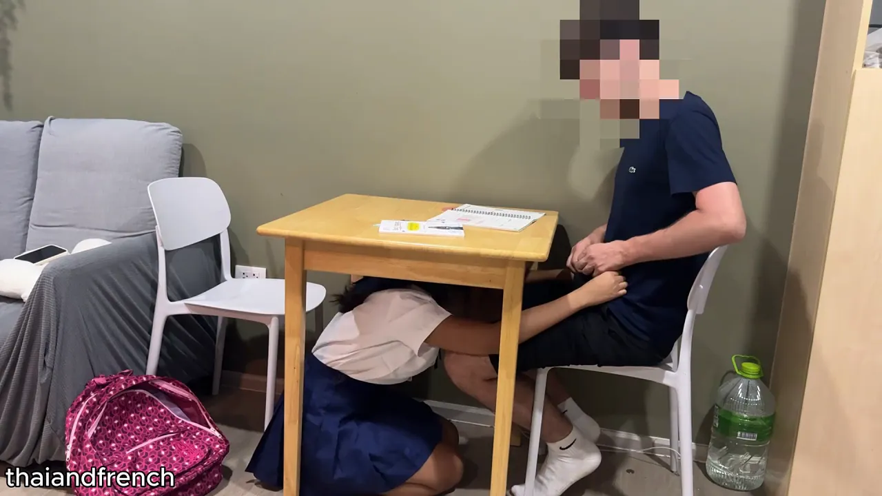 Thai student Cumshot3417 gives her teacher a blowjob
