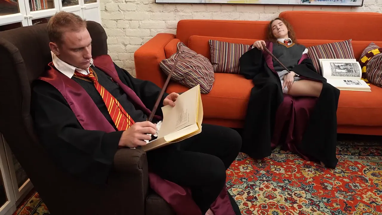 Redheaded amateur Nicole Murkovski gives Martin Spell a deepthroat blowjob in POV cosplay