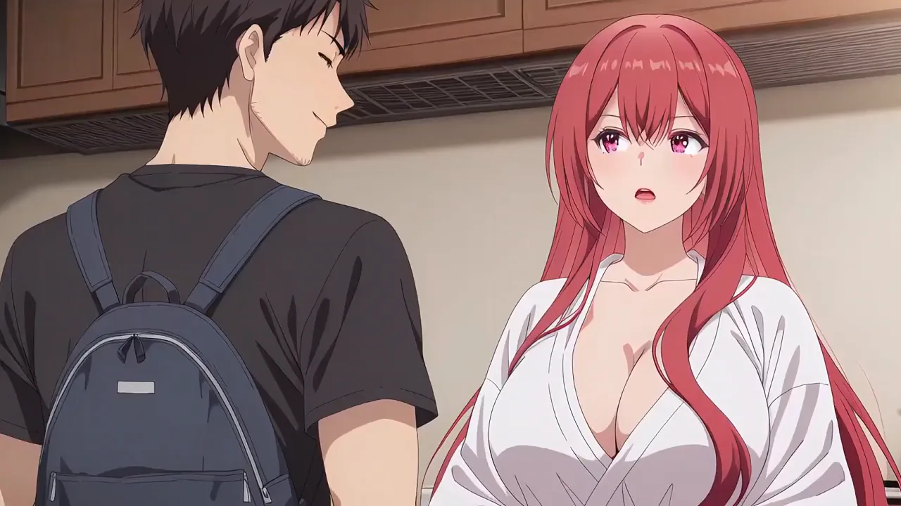AI-generated hentai: Curvy MILF seduces stepson and has sex with him