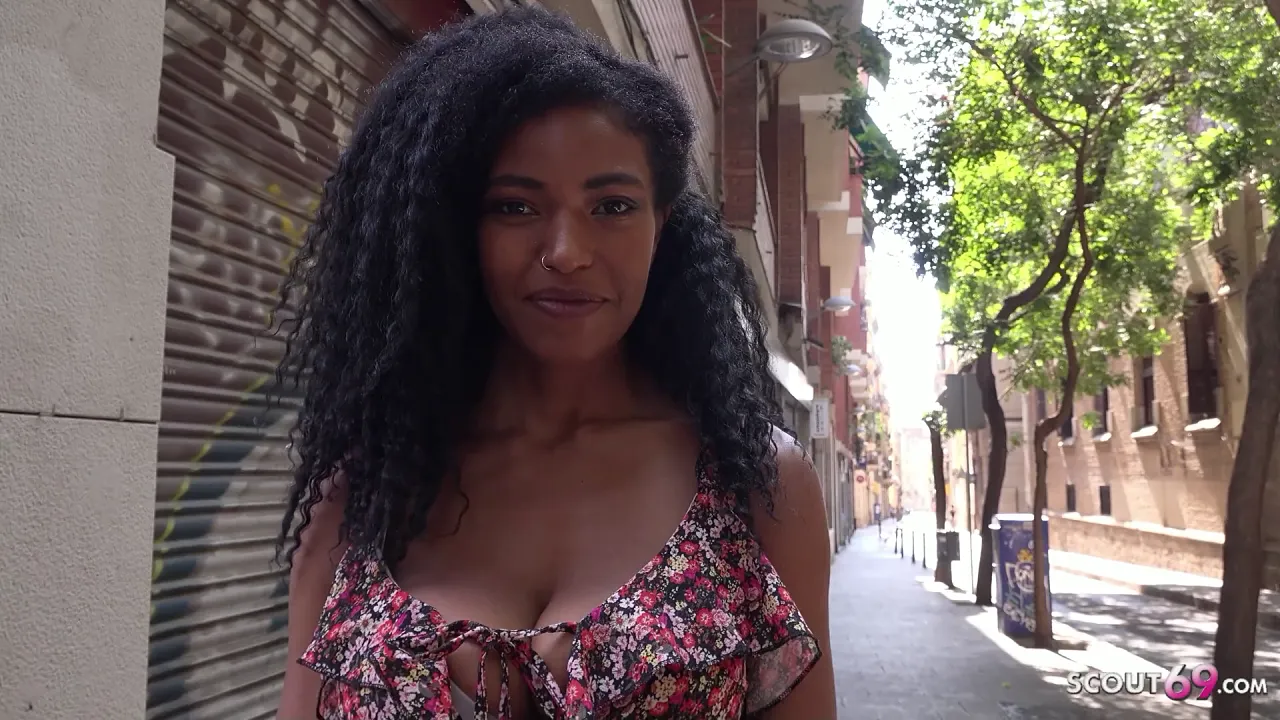 German scout picks up ebony girl with big saggy tits for hardcore interracial sex