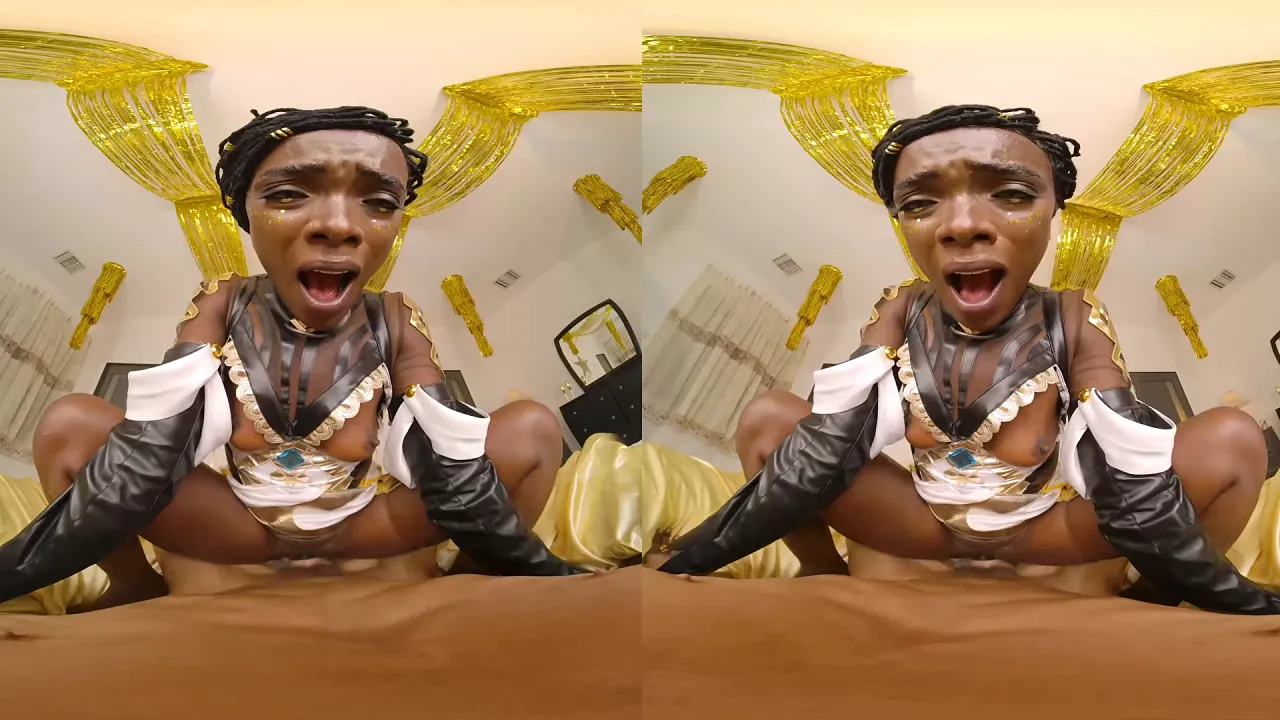 Ebony goddess Ana Foxxx fucks her virtual reality partner in cosplay roleplay